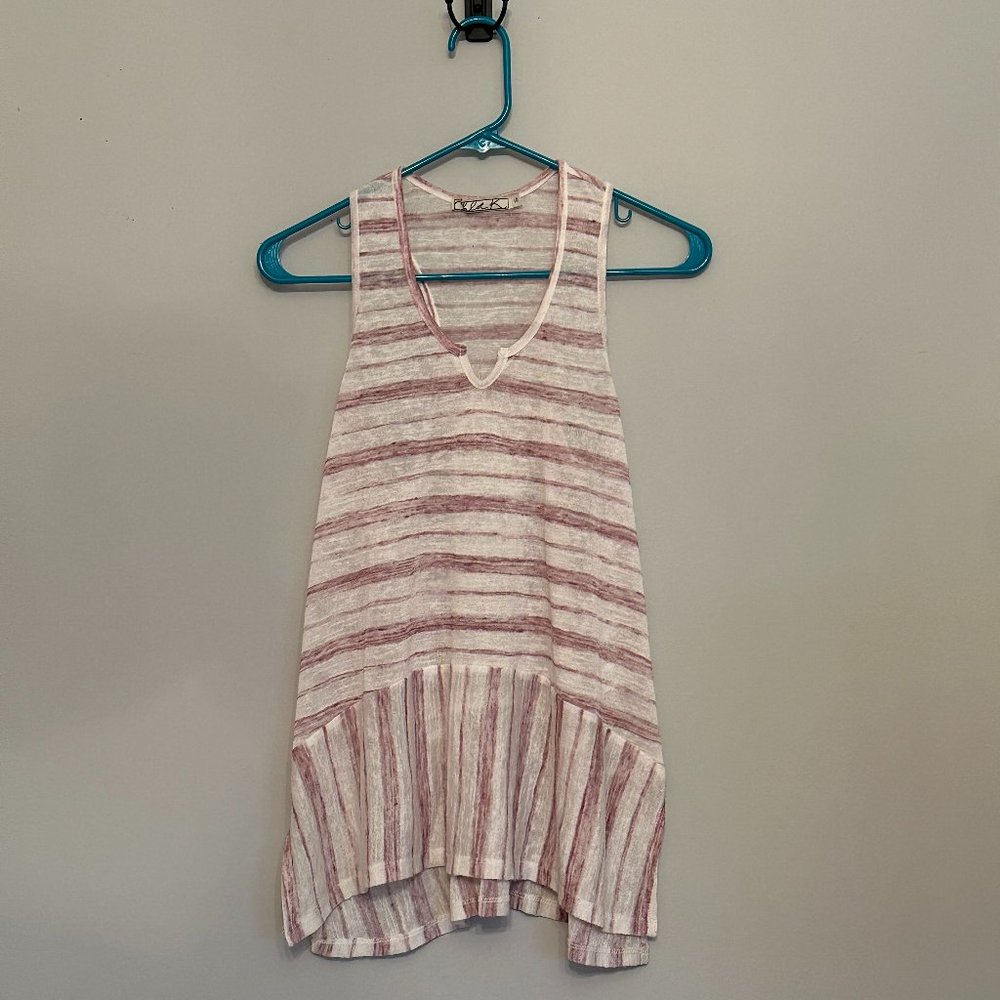 Chloe K Flowy Purple + White Knit Tank, S